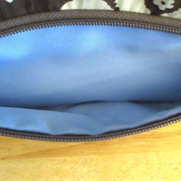 Baggallini Crossbody Bag Travel Organizer Purse Triple Zip, Brown Cream Print - Picture 14 of 16